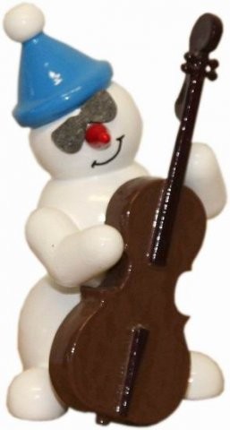 Snowman mit Kontrabass 7cm Dekofigur aus Holz