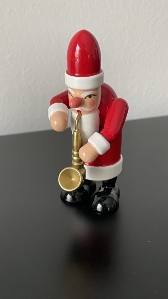 Weihnachtsmann mit Saxophon Dekofigur aus Holz 7,5cm