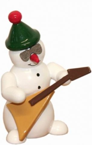 Snowman mit E-Gitarre 6cm Dekofigur aus Holz